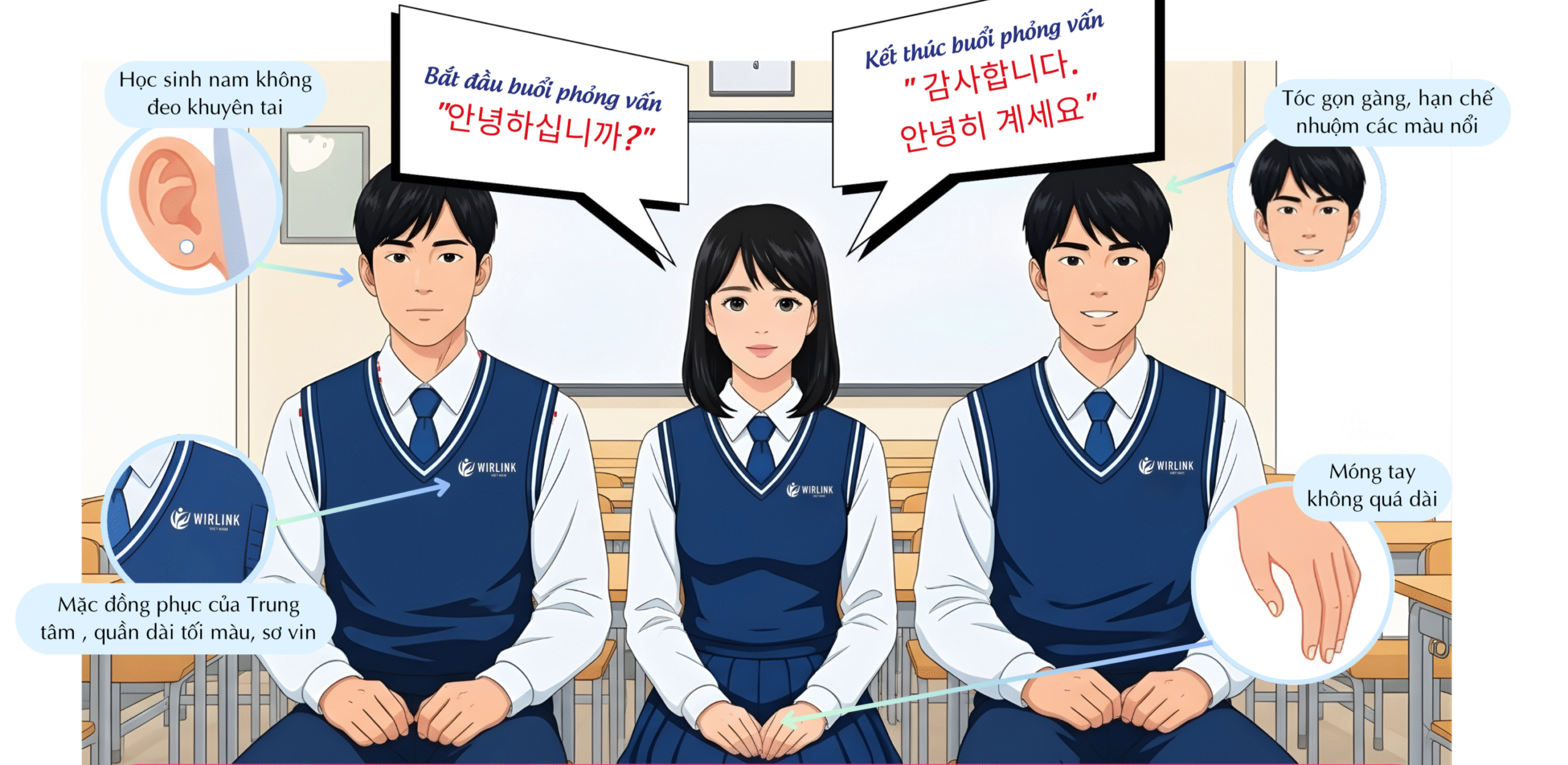 Tác phong cần có khi đi phỏng vấn trường Hàn Quốc