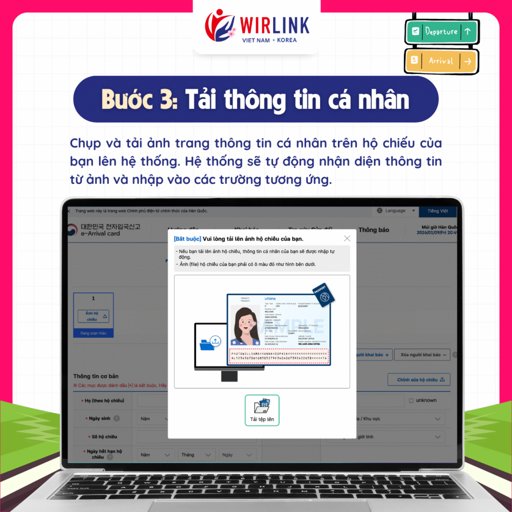 Hướng dẫn nhập cảnh Hàn Quốc Online e-Arrival Card: Từng bước có ảnh
